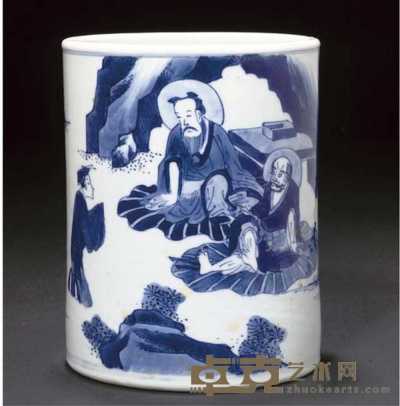Kangxi A blue and white cylindrical brushpot 